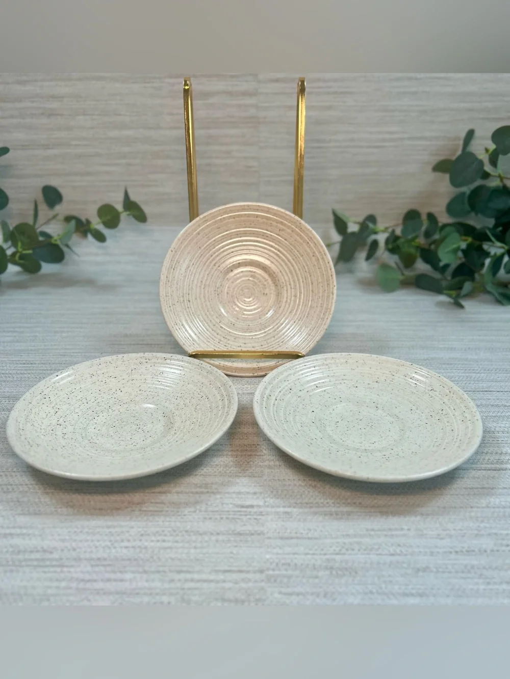 Churchill Stonecast Homespun England Speckled Stoneware Plates Set of 3